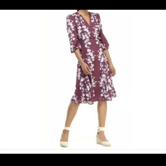 Gal Meets Glam Adelaide Purple Floral Midi Dress Size 6 NWT - Picture 12 of 13